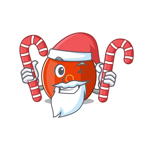 Tambor chino Personaje de dibujos animados en traje de Santa con dulces — Vector de stock