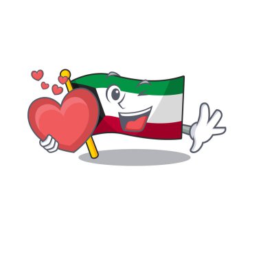 Komik surat kuveyt çizgi film karakteri kalp taşıyor.