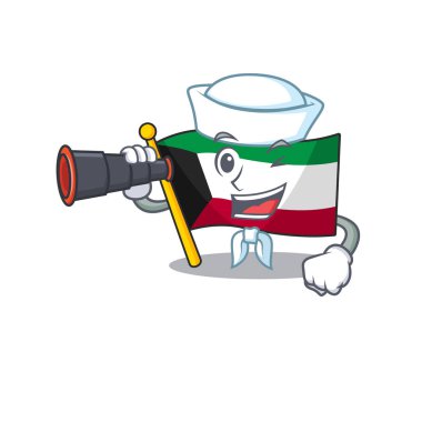 Bayrak kuveyt çizgi filmi mutlu denizci tarzı dürbünlü