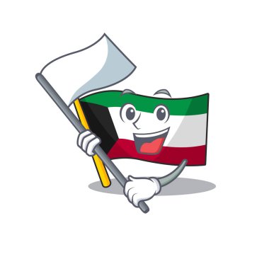 Komik bayrak Kuveyt çizgi film karakteri tarzı ayakta duran bir bayrak taşıyor.