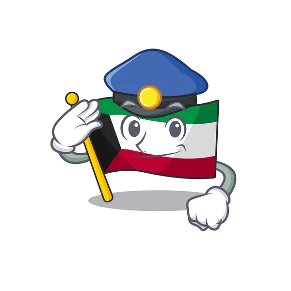 Flagge Kuwait Karikatur Maskottchen als Polizist — Stockvektor