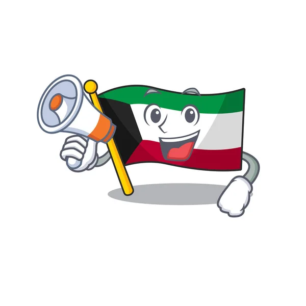 Eine Ikone der Flagge Kuwaits mit einem Megafon — Stockvektor