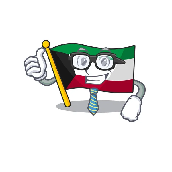 Personaje de dibujos animados de Businessman bandera kuwait con gafas — Vector de stock