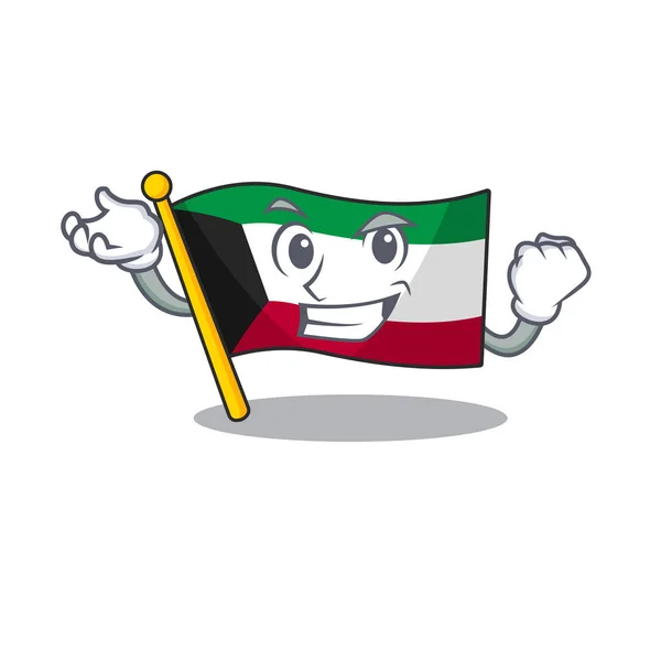 Feliz confianza exitosa bandera kuwait dibujos animados estilo de personaje — Vector de stock