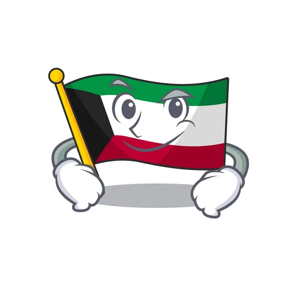 Cool personagem mascote bandeira kuwait com rosto Smirking — Vetor de Stock