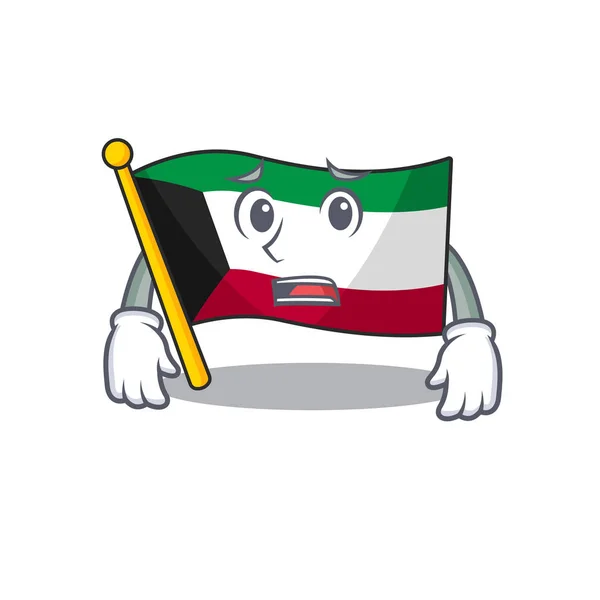 Uma imagem da bandeira kuwait mostrando rosto olhar com medo — Vetor de Stock