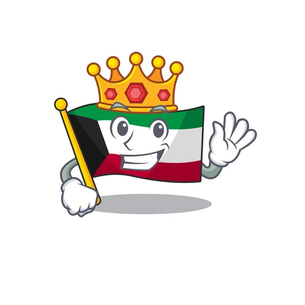 Un étourdissement de drapeau kuwait stylisé de King sur le style de mascotte de dessin animé — Image vectorielle