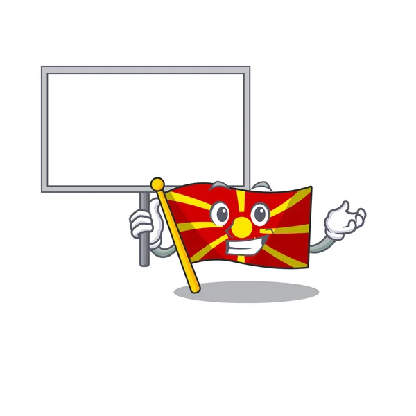 旗マケドニアのかわいい漫画のキャラクターのかわいい画像は、ボードをもたらす — ストックベクタ