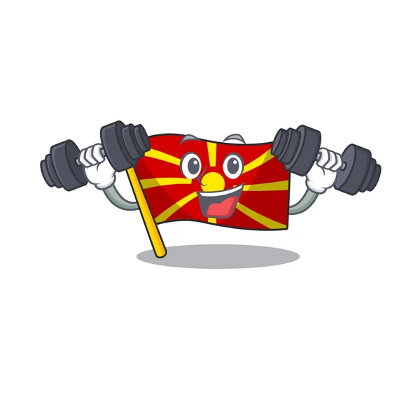 Bandera de ejercicio deportivo Fitness macedonia con barras — Vector de stock