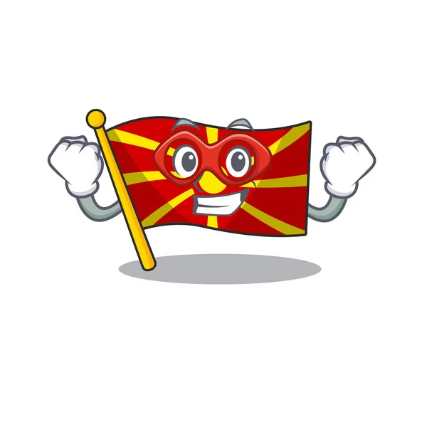Smiley mascot of flag macedonia dressed as a Super hero — Stock Vector
