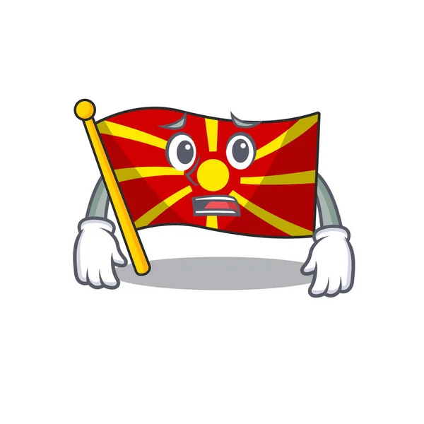 Una foto di bandiera macedonia che mostra volto sguardo impaurito — Vettoriale Stock