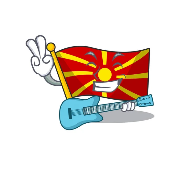 ギター付きフラグ・マケドニア公演のマスコット — ストックベクタ