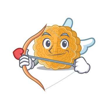 Romantik ay çöreği Oku ve kanatları olan Cupid çizgi film karakteri