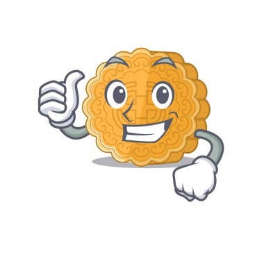 Neşeli Çin usulü ay çöreği başparmak hareketi yapıyor.