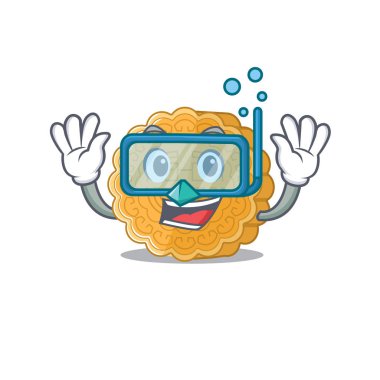 Dalış gözlüğü takan Çin ayçöreği çizgi film karakteri