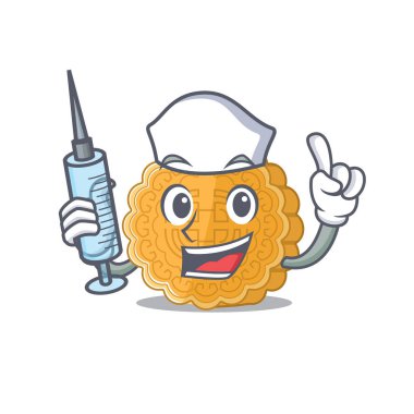 Gülen hemşire ay çöreği Şırıngalı çizgi film karakteri