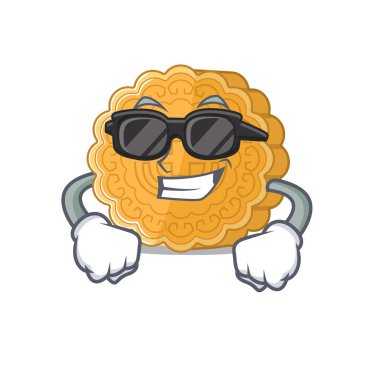 Süper havalı ay çöreği karakteri siyah gözlük takıyor.