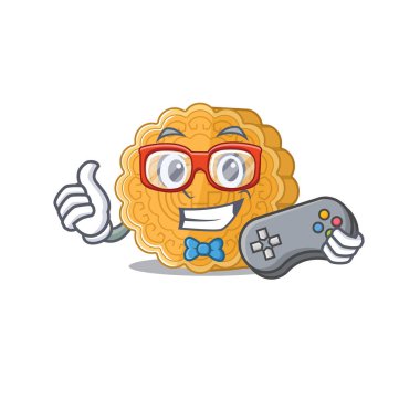 Güler yüzlü oyuncu Çin ay çöreği maskot stili