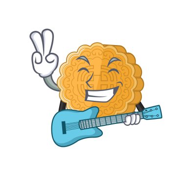 Gitarlı bir Çin ay çöreği maskotu.