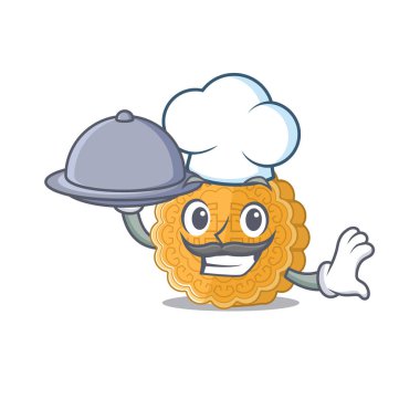 Çin 'de ay çöreği dizayn edilmiş bir şef tepside yemek yiyor.