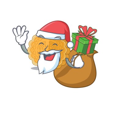 Noel Baba 'nın ay çöreği Çizgi film karakteri tasarımı hediye kutusuna sahip