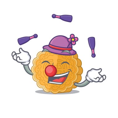 Akıllı Çinli ay çöreği çizgi film karakteri tasarımı jonglörlük oynuyor