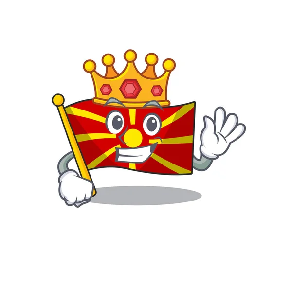 Eine atemberaubende mazedonische Flagge stilisiert König auf Cartoon-Maskottchen-Stil — Stockvektor