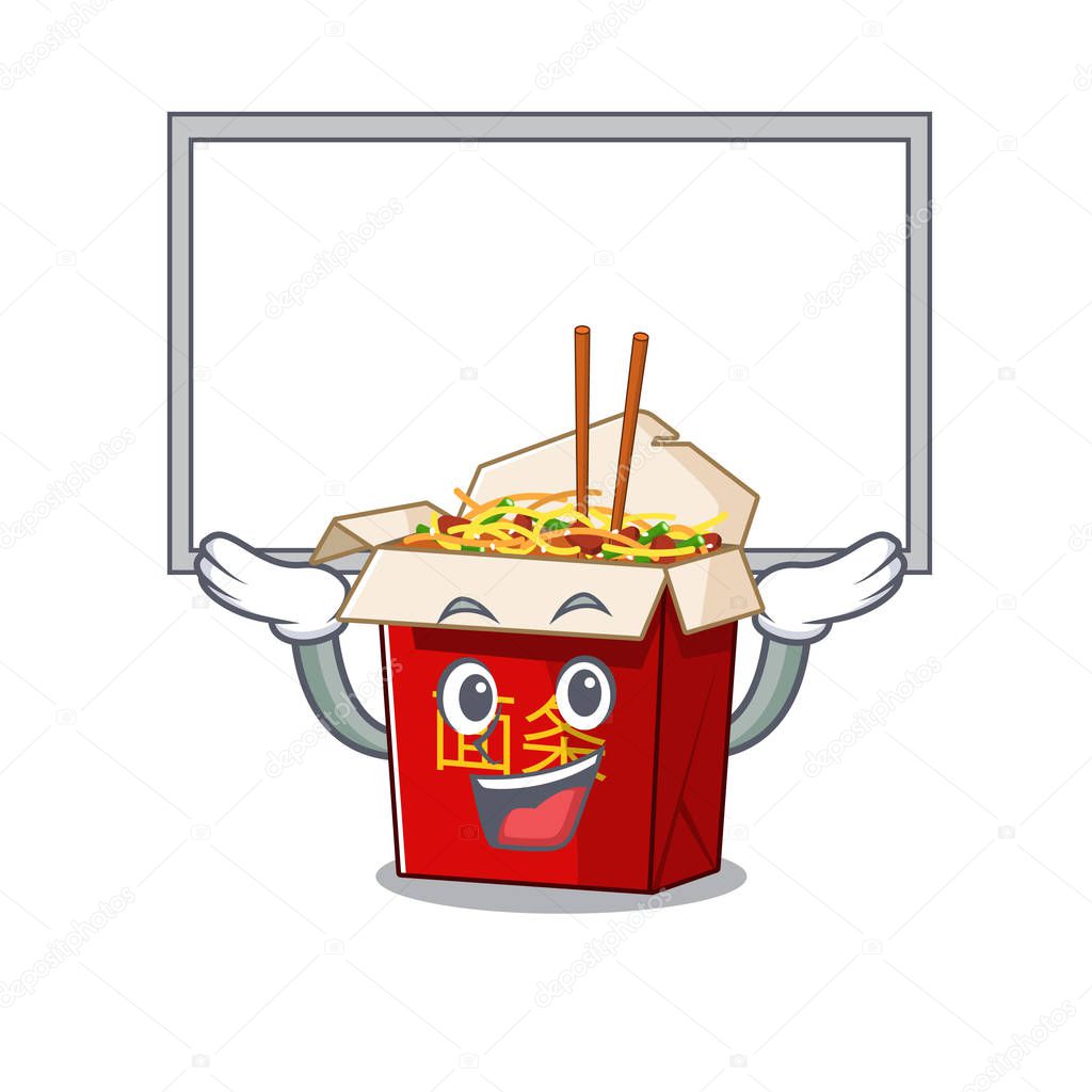 A mascot picture of chinese box noodle raised up board