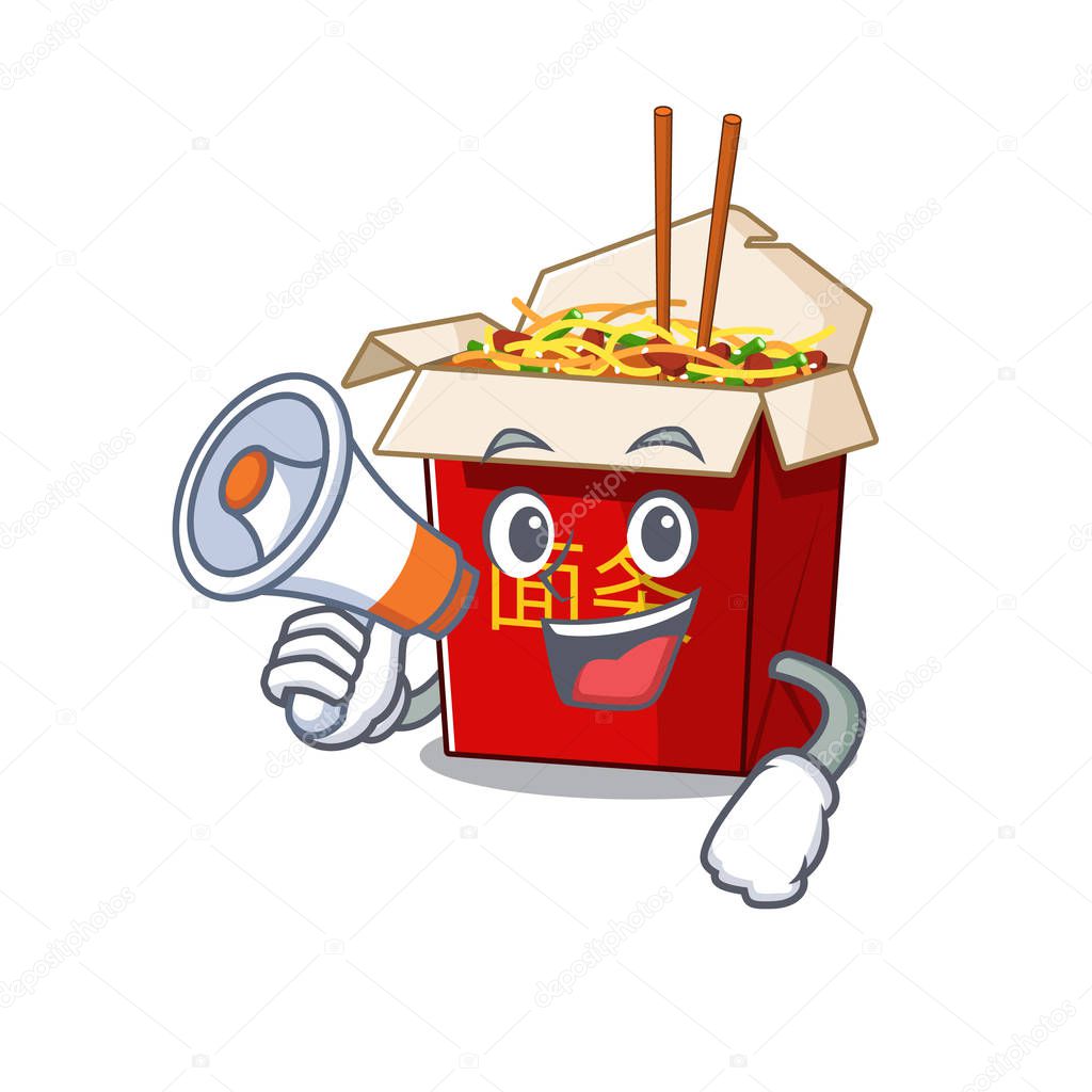 An icon of chinese box noodle having a megaphone