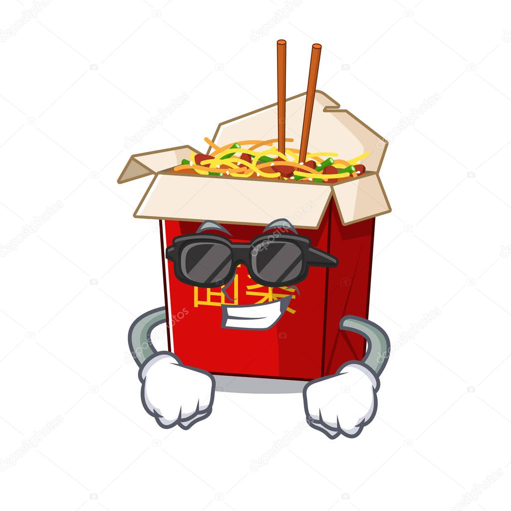 Super cool chinese box noodle character wearing black glasses