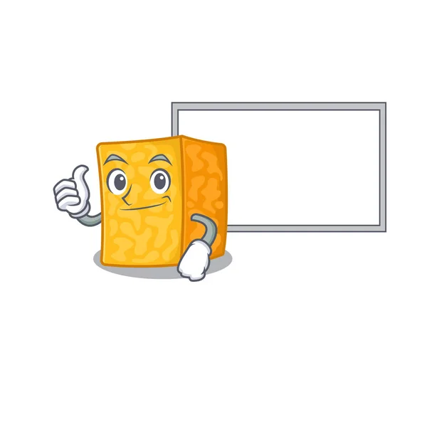 Pulgares arriba de colby jack diseño de dibujos animados de queso con tablero — Vector de stock