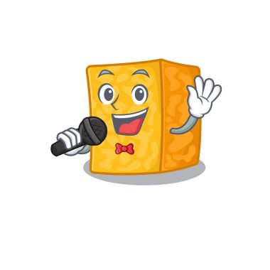 Mutlu Colby Jack peyniri mikrofonda şarkı söylüyor