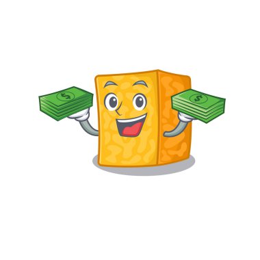 Ellerinde para olan mutlu zengin Colby Jack peyniri karakteri