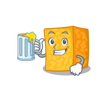 Büyük bardakla Mutlu Colby Peynirli Maskot Tasarımı
