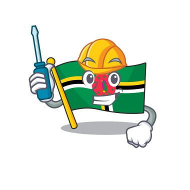 Çizgi film karakteri tarzında havalı otomotiv bayrağı Dominica