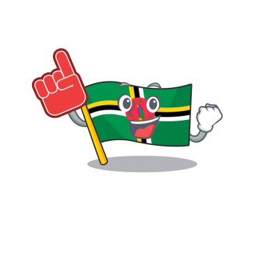 Dominika bayrağı, maskot stili köpük parmak.