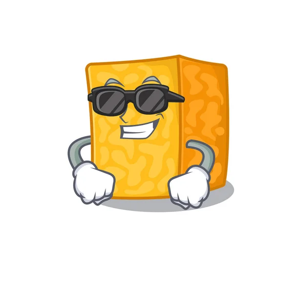 Super cool colby jack cheese personagem vestindo óculos pretos — Vetor de Stock