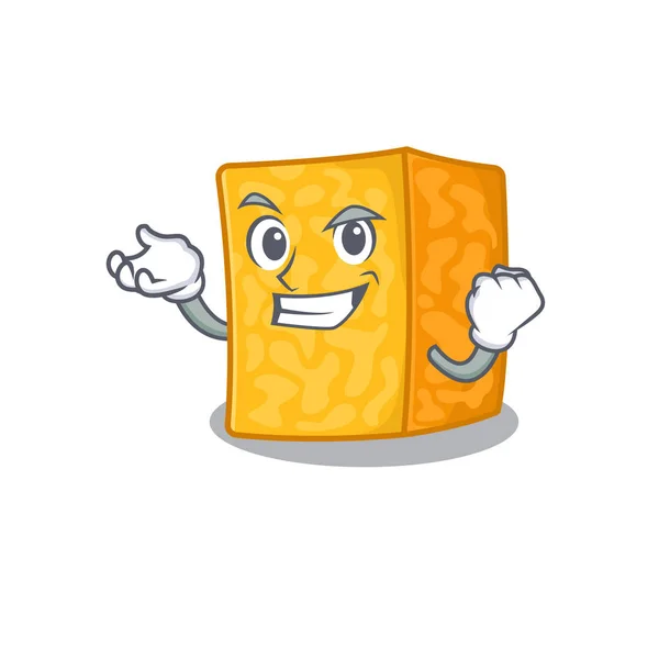 Feliz confianza éxito colby jack queso dibujos animados estilo de personaje — Vector de stock