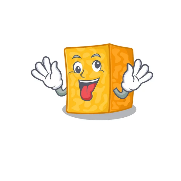 Colby jack kaas Cartoon karakter stijl met een gek gezicht — Stockvector