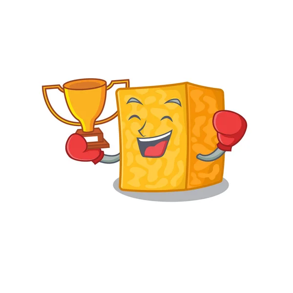 Fantastic Boxing winner of colby jack cheese in mascot cartoon style - Stok Vektor