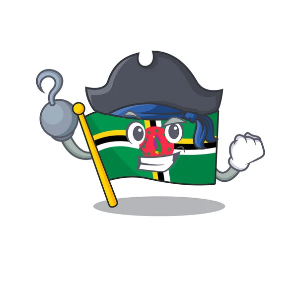 Cool et drôle drapeau dominica style dessin animé portant chapeau — Image vectorielle