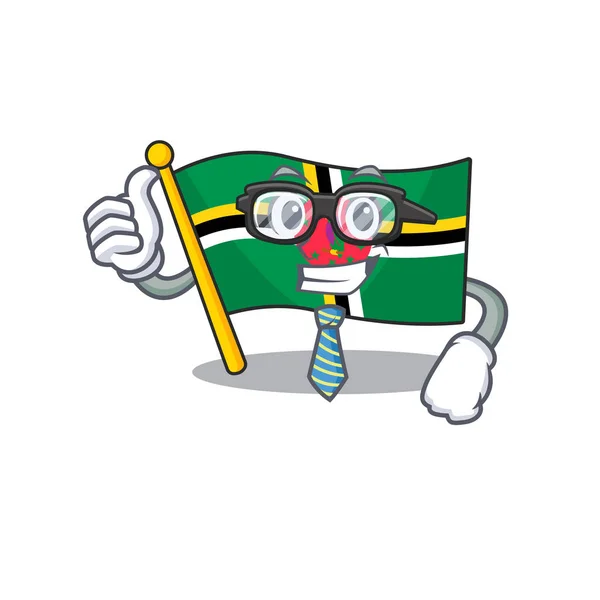 Personagem dos desenhos animados de Empresário bandeira dominica vestindo óculos —  Vetores de Stock