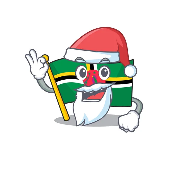 Une image de Santa drapeau dominica mascotte style d'image avec ok doigt — Image vectorielle