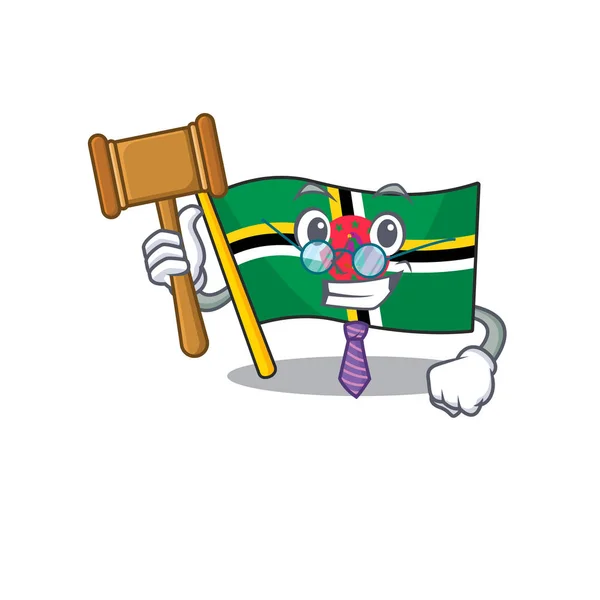 Smart Judge bandiera dominica in stile personaggio dei cartoni animati mascotte — Vettoriale Stock