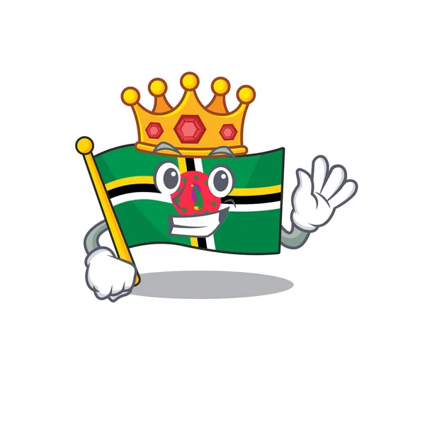 A stunning of flag dominica stylized of King on cartoon mascot style — Stock Vector