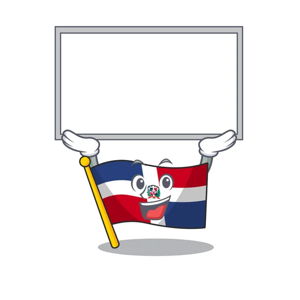 A mascot picture of flag dominican republic raised up board — Stock Vector