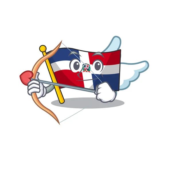 Romantic flag dominican republic Cupid cartoon character with arrow and wings — 스톡 벡터