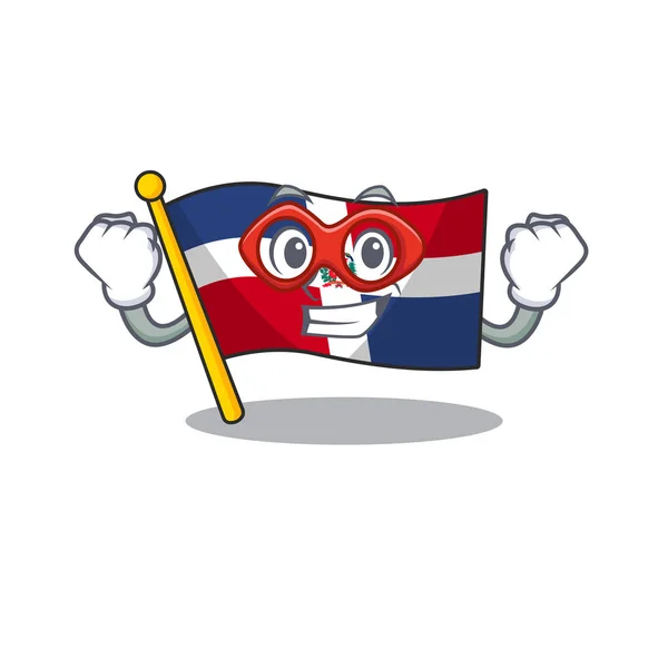 Smiley mascot of flag dominican republic dressed as a Super hero — Stock Vector