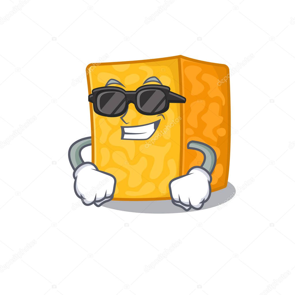Super cool colby jack cheese character wearing black glasses