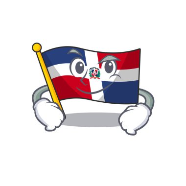 Güzel bayrak Dominik Cumhuriyeti maskotu, sırıtan yüzlü